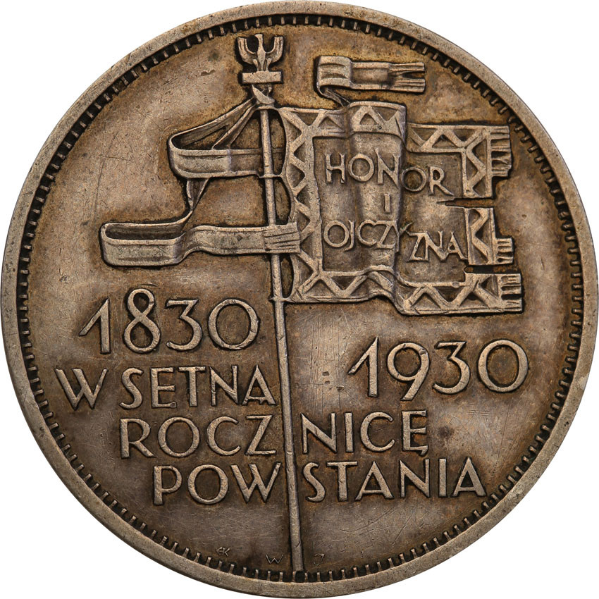 II RP. 5 złotych 1930 Sztandar, STEMPEL GŁĘBOKI